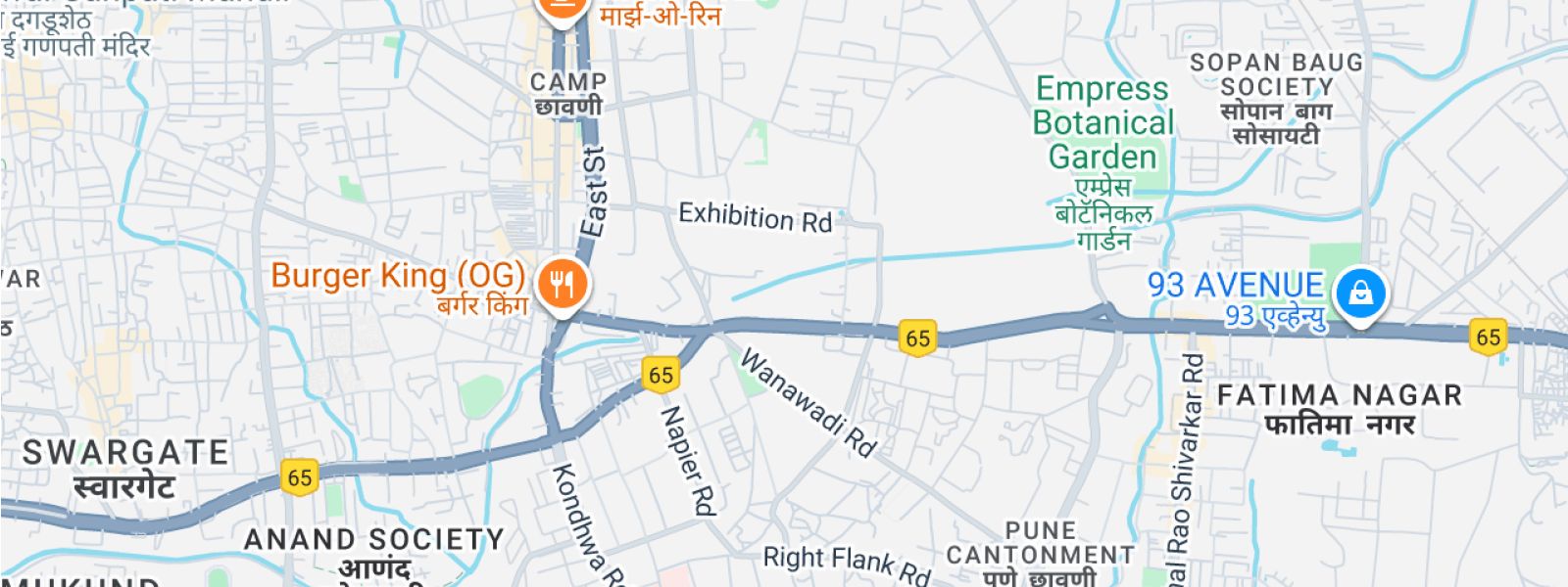Map showing the area around the Silk Tooth clinic